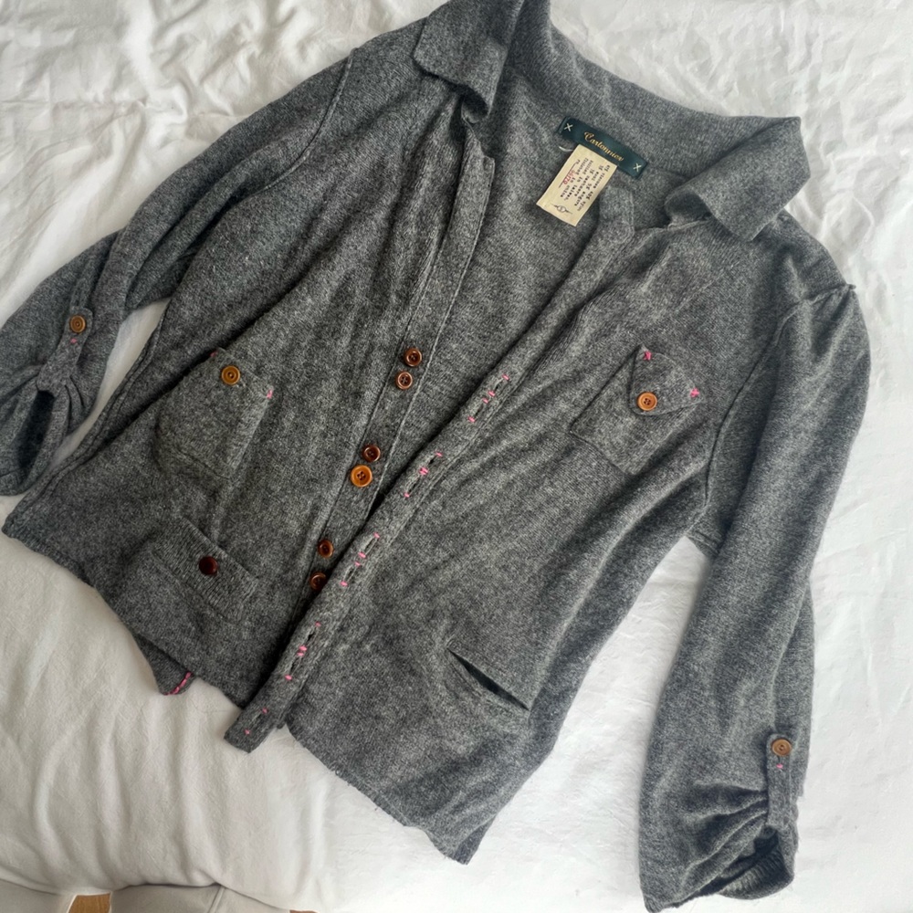 Anthropologie/ Cartonnier grey sweater cardigan size S